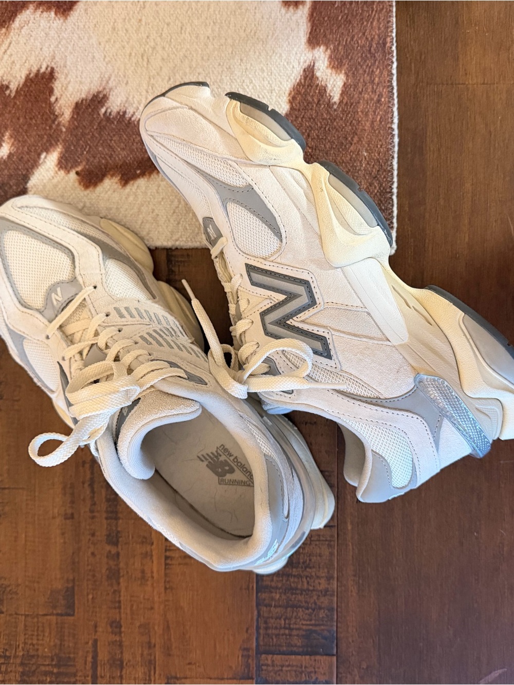 New Balance Women's 9060 in Off-White and Light Gray